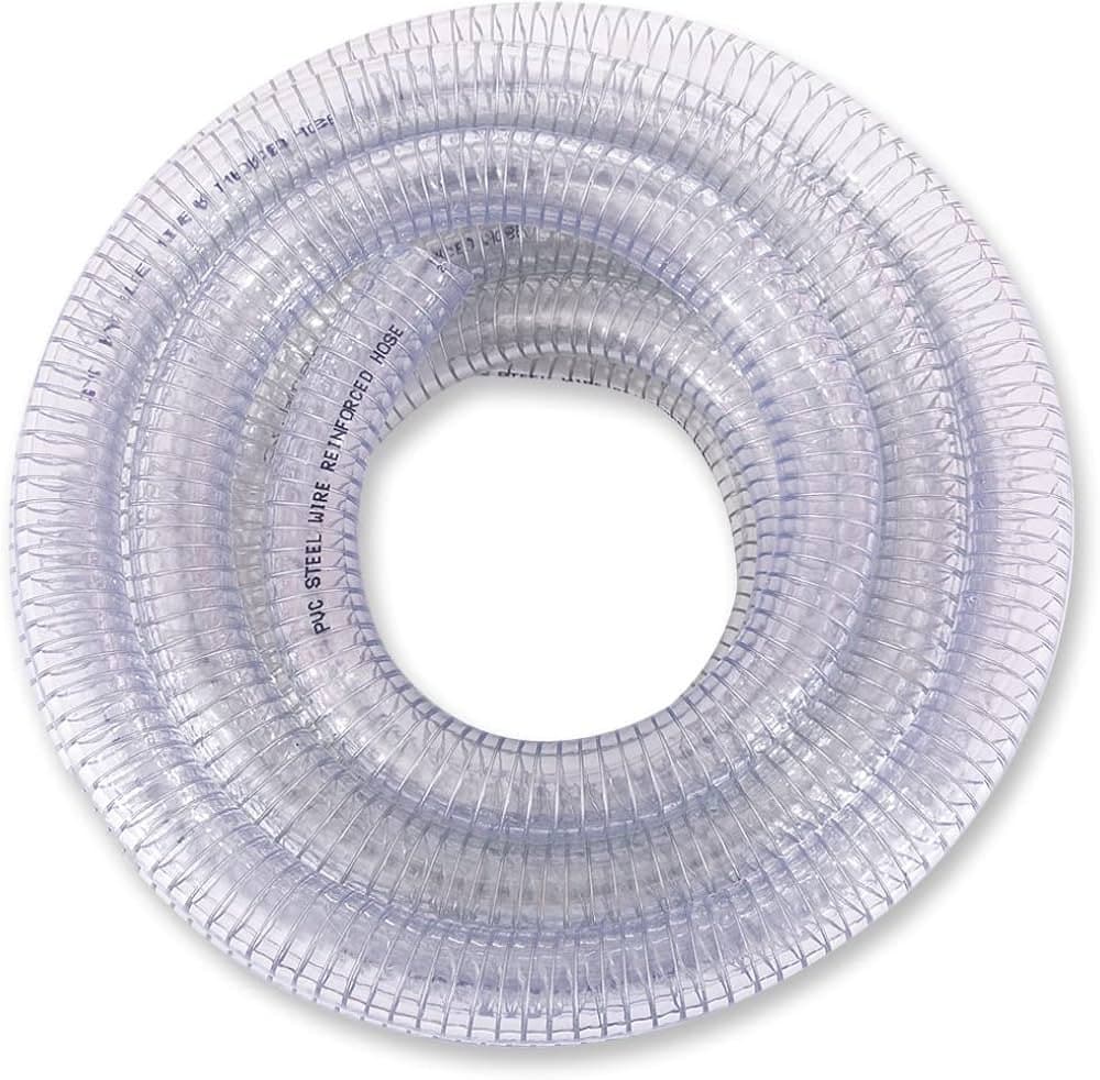 Heavy-Duty PVC Spiral Reinforced Suction Hose green coil with rigid white rib